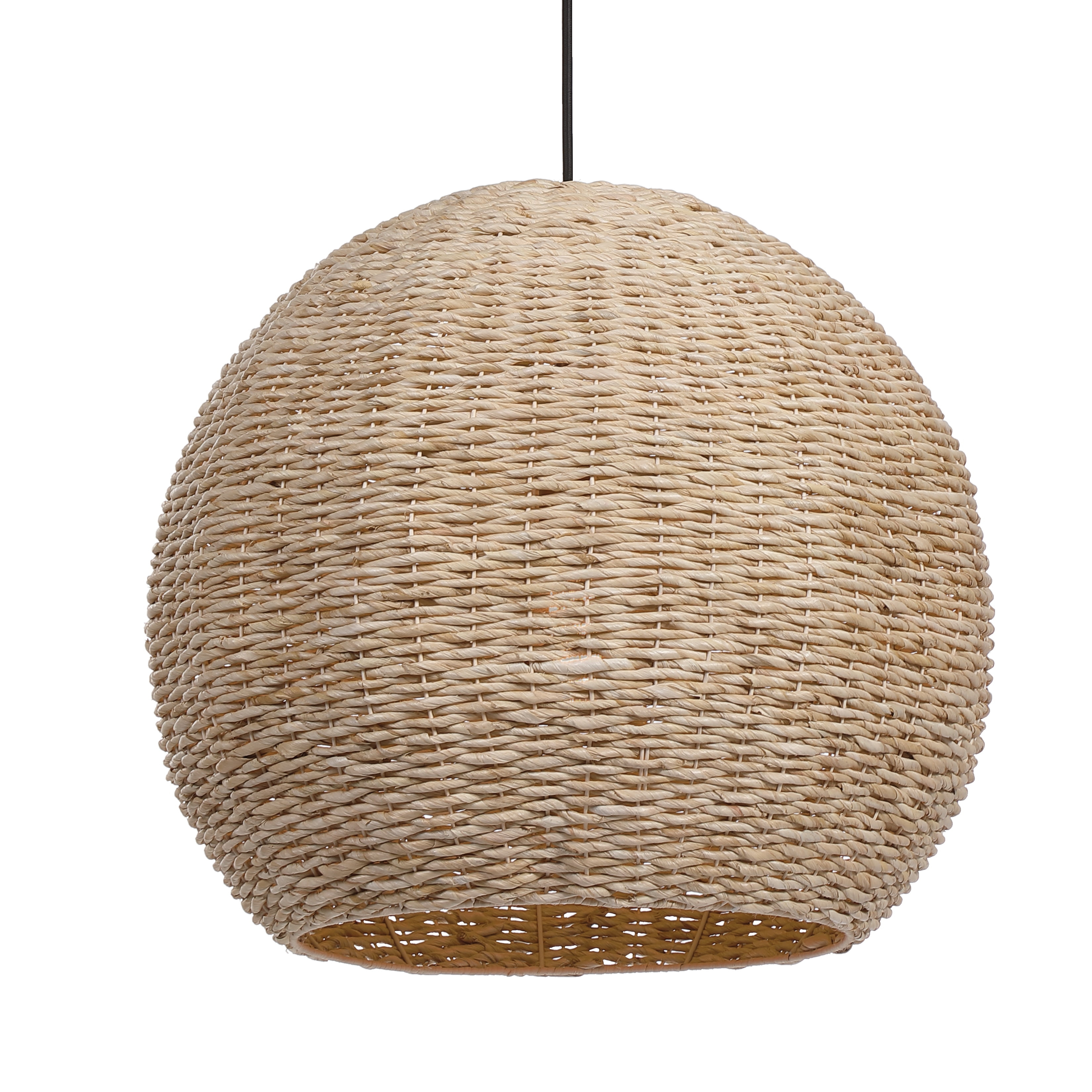 Uttermost Steel Pendant Light 24" Wide Farmhouse Natural Seagrass Dome Shade for Dining Room House Entryway Bedroom Kitchen Island