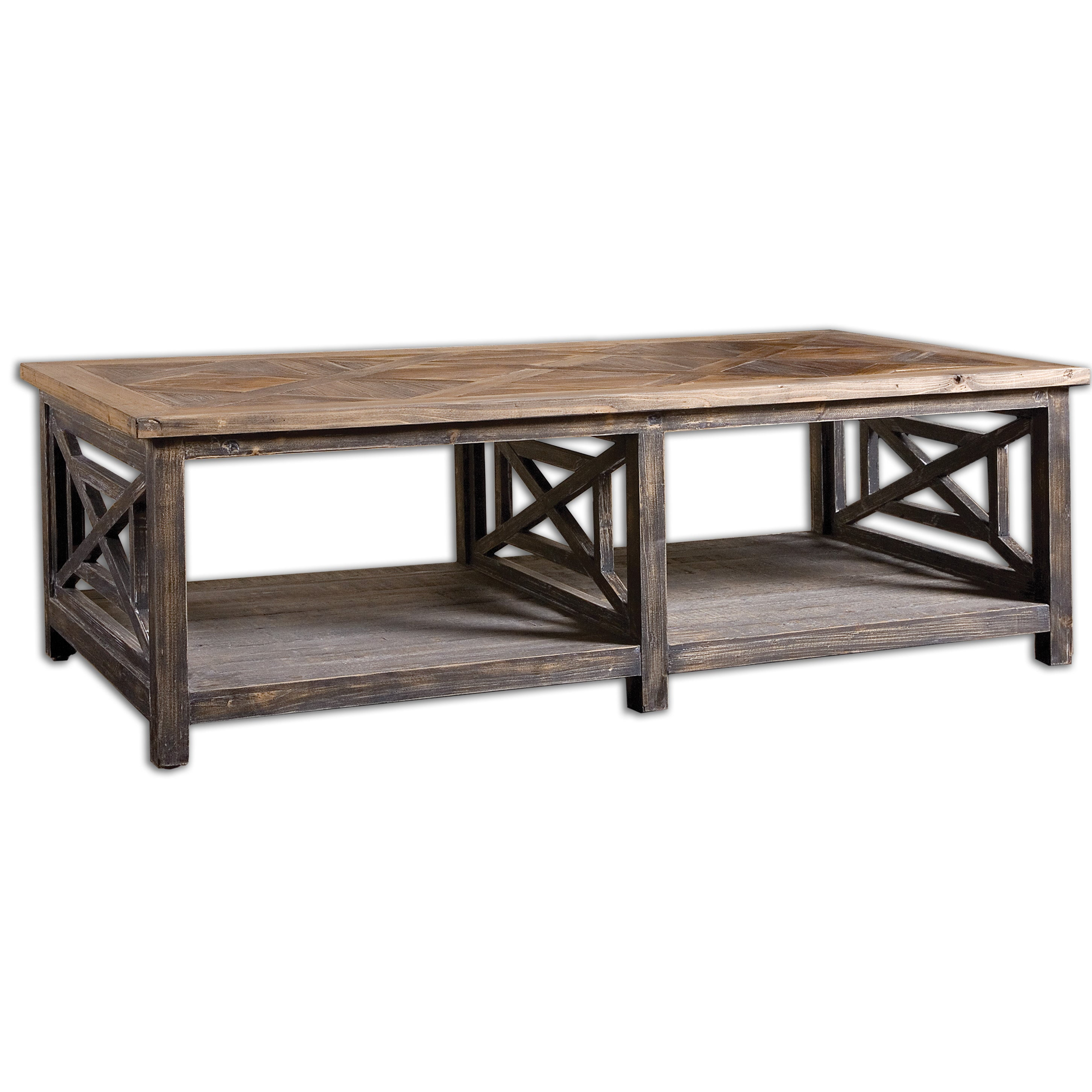Uttermost Spiro Reclaimed Fir Wood Cocktail Table in Brushed Black