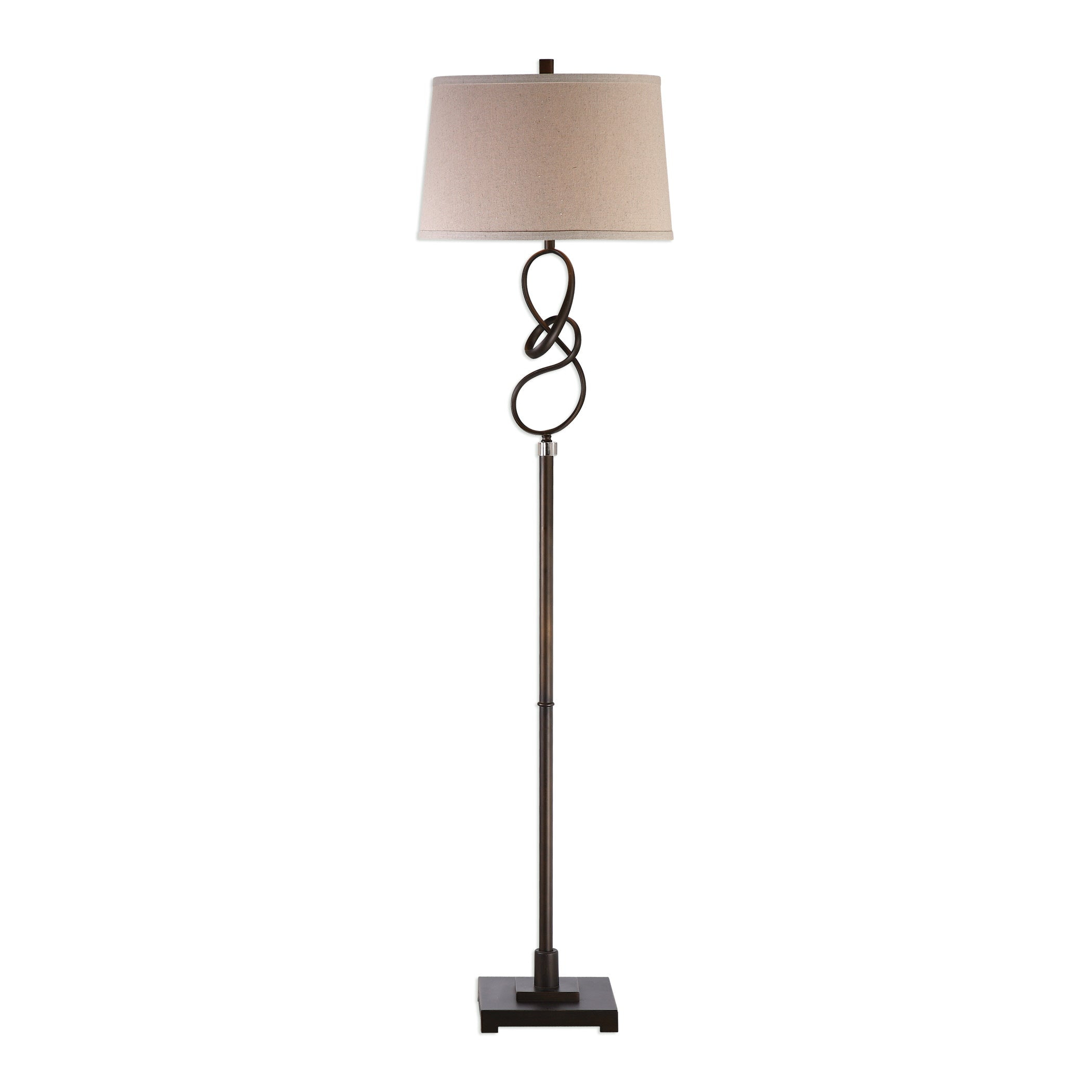 Uttermost Tenley Steel Crystal Floor Lamp in Rubbed Bronze and Light Beige
