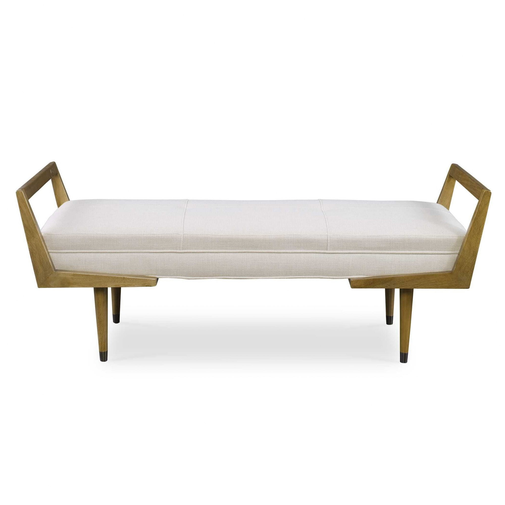 Uttermost Waylon 59" Wide Woven Beige Fabric Tufted Bench