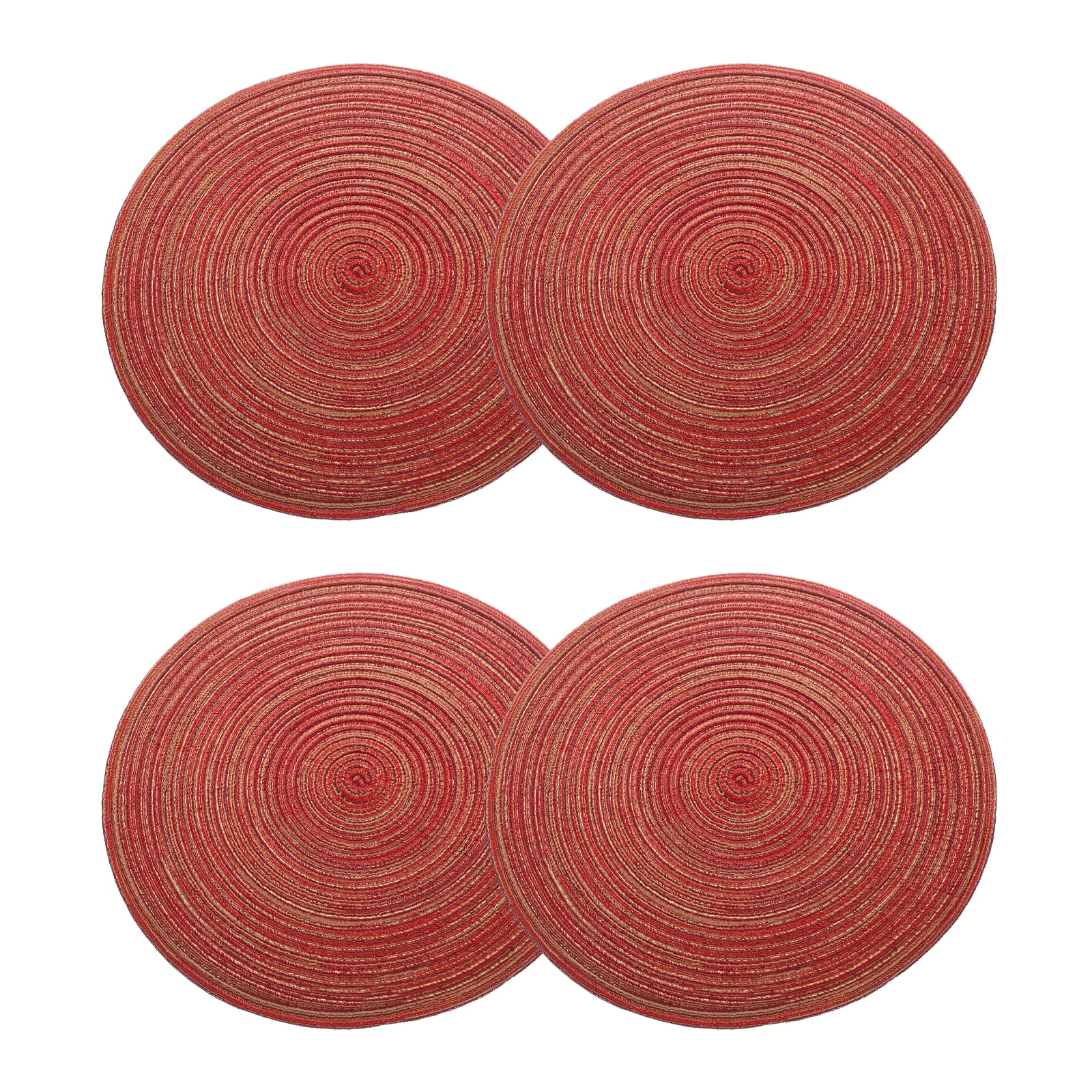 Red 15" Round Cotton Braided Placemats, Set of 4