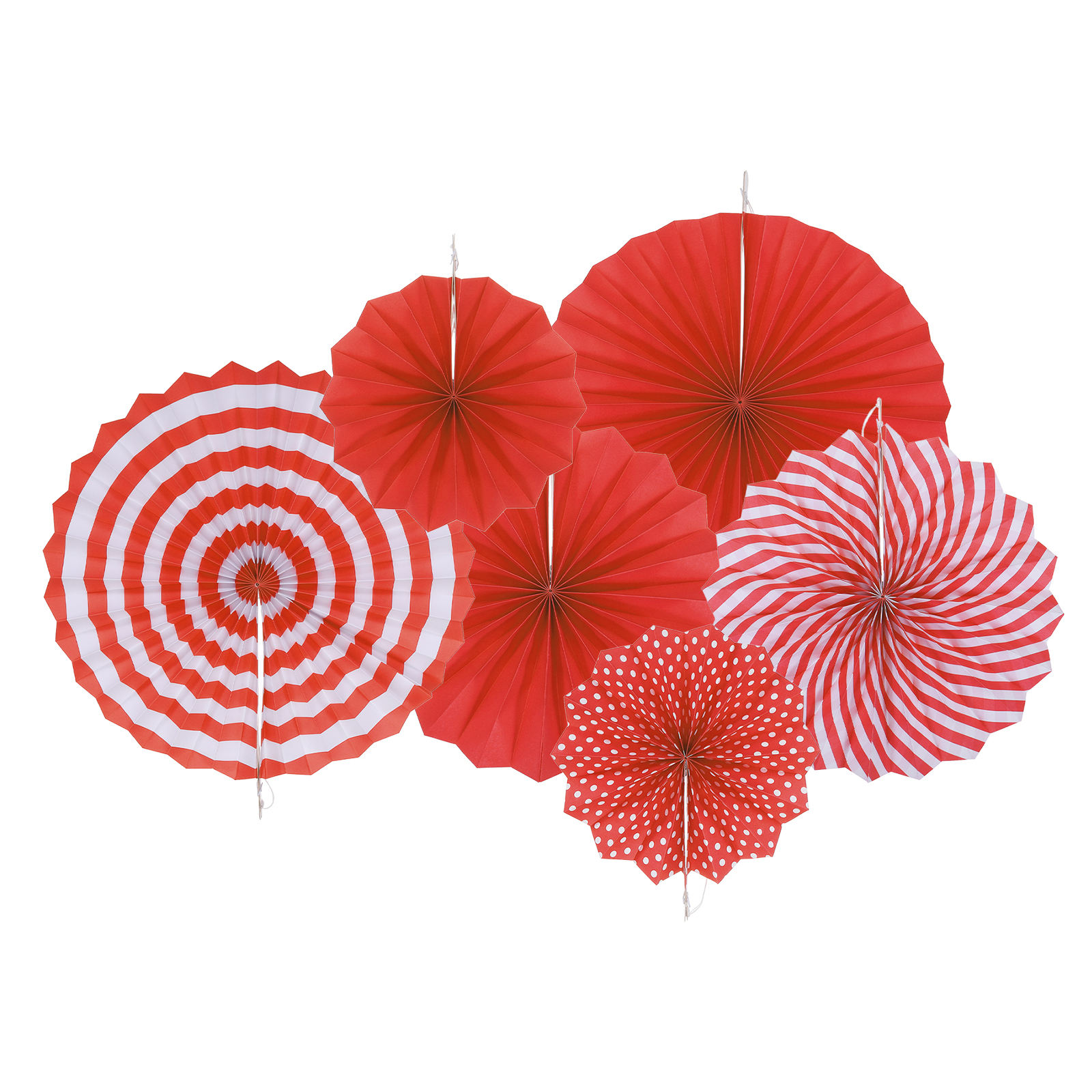 Uxcell Hanging Paper Fans Set Paper Decorations for Party Birthday, Red Stripe(6pcs)