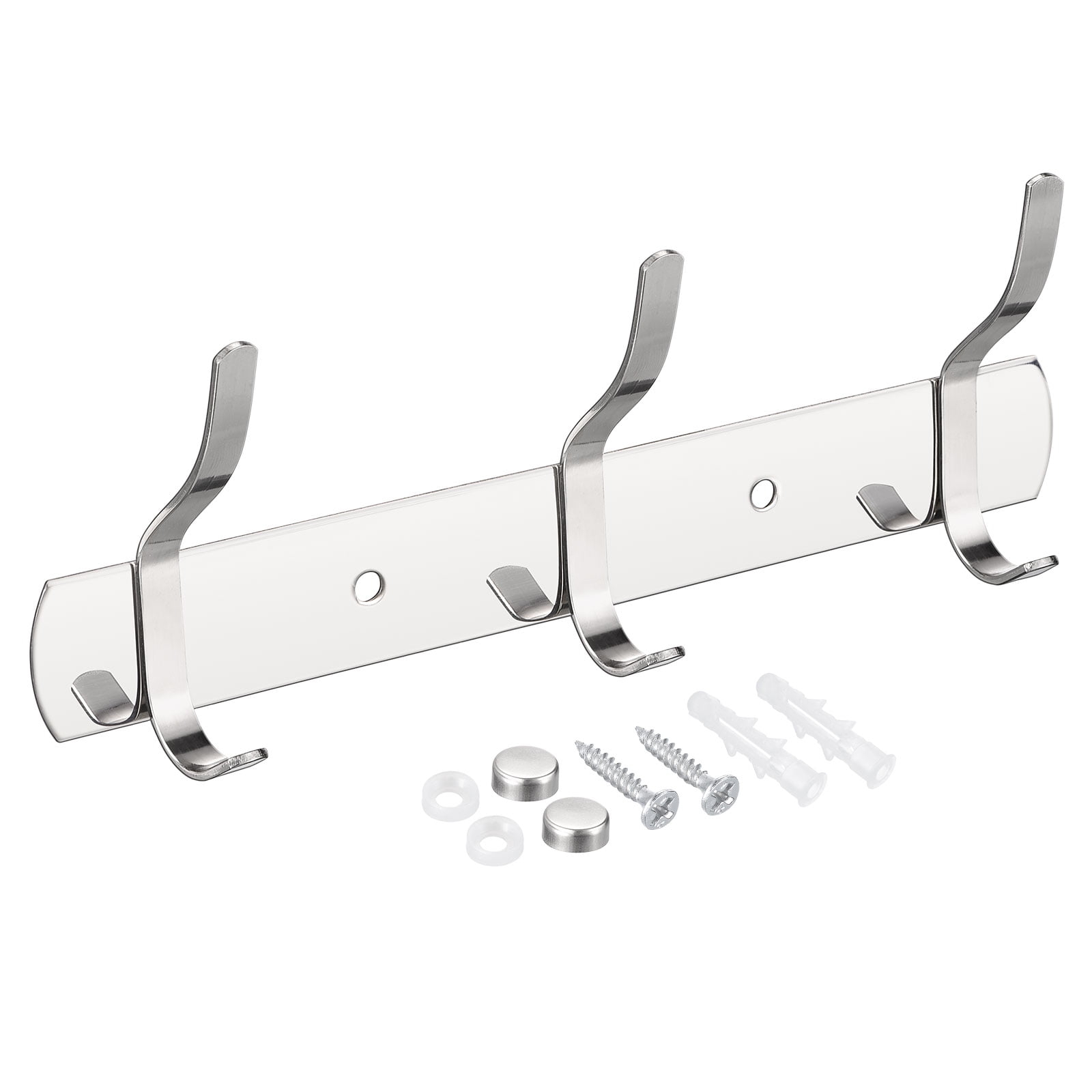 Unique Bargains Stainless Steel Wall Mounted Water Proof Coat Hook Rack 1 Pc 3 Hooks