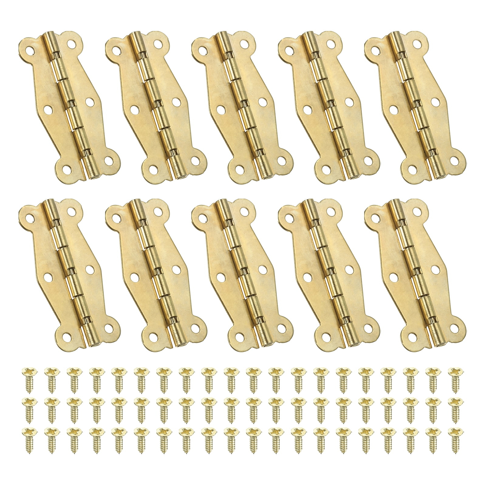 Uxcell Small Box Hinges 2 Inch, 10 Pack 180-Degree Butterfly Decorative Hinges Jewelry Box Hardware, Gold
