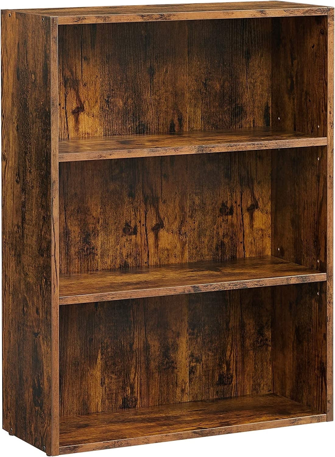 Cube Storage Organizer 3-Tier Bookshelf Bookcase with Adjustable Storage Shelves Rustic Brown
