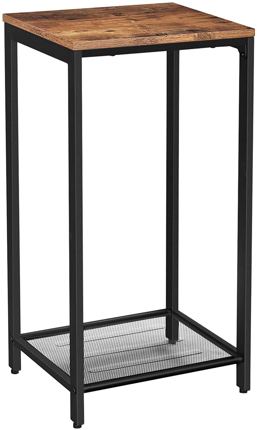 VASAGLE INDESTIC Side Table Space Saving Industrial Rustic Brown and Black