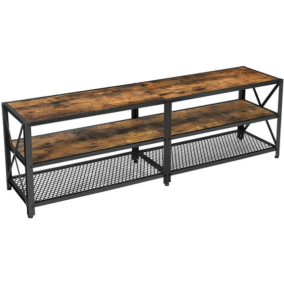 VASAGLE TV Stand for TV up to 60 Inches, Steel Frame, Rustic Brown and Black