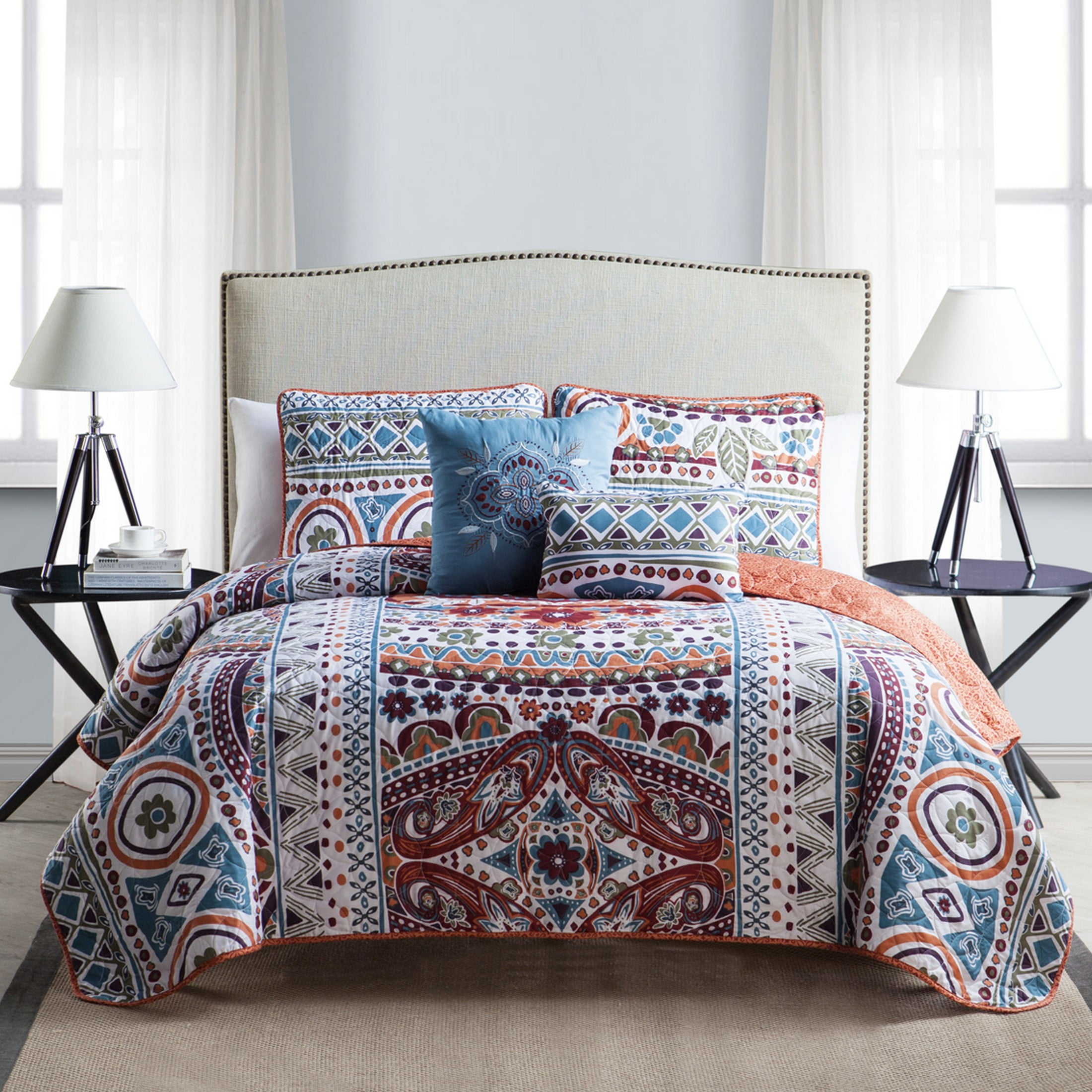 VCNY Home Natasha 5-Piece Multicolor Geometric Reversible Quilt Set, Full/Queen, Adult, Unisex