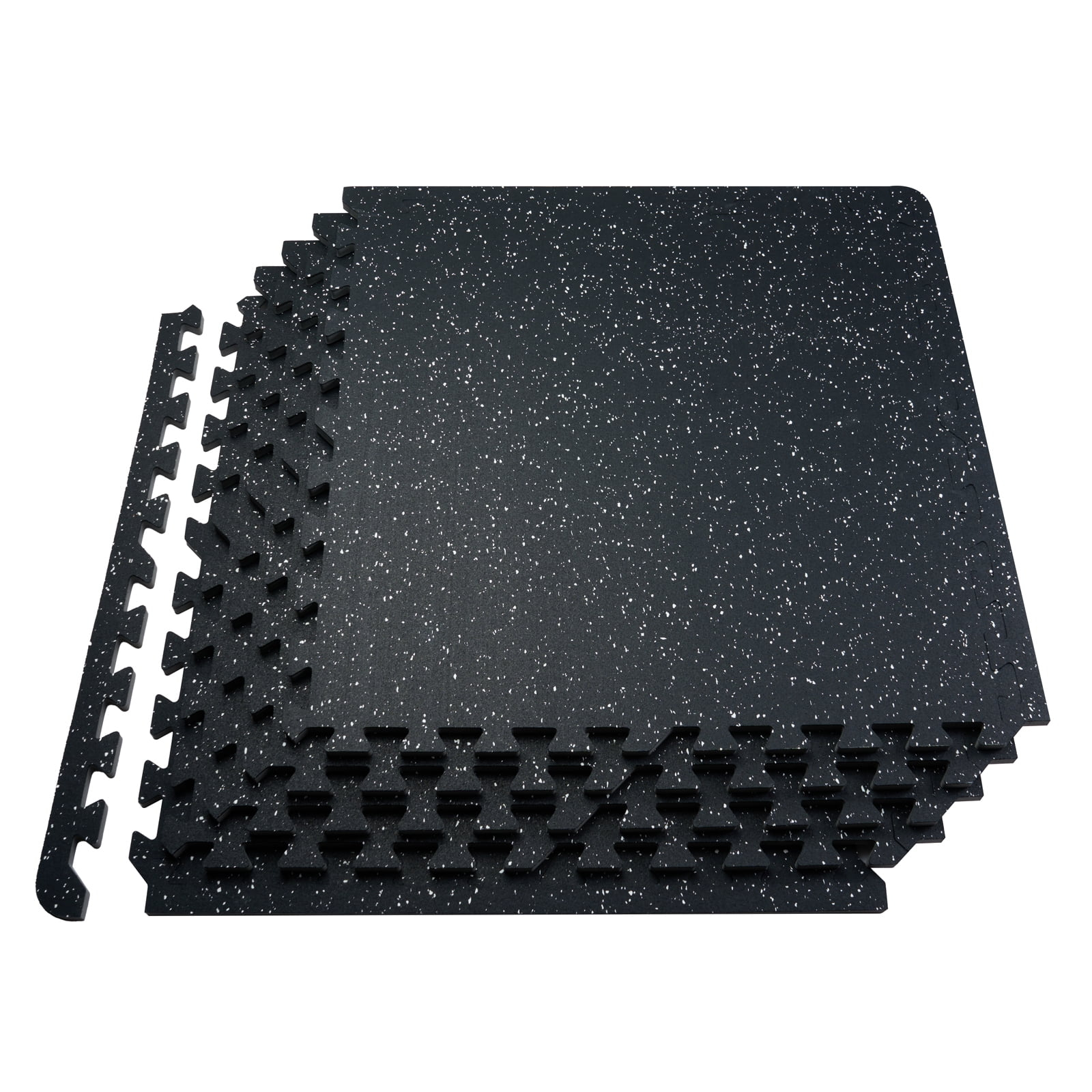 VEVOR 0.56 Inch Thick Gym Floor Mats, 25 Tiles Rubber Top with EVA Foam, 24" x 24" Gym Flooring Workout Mats with 100sq.ft Coverage, Interlocking Puzzle Gym Mats for Gym, Home, Garage, Black & White