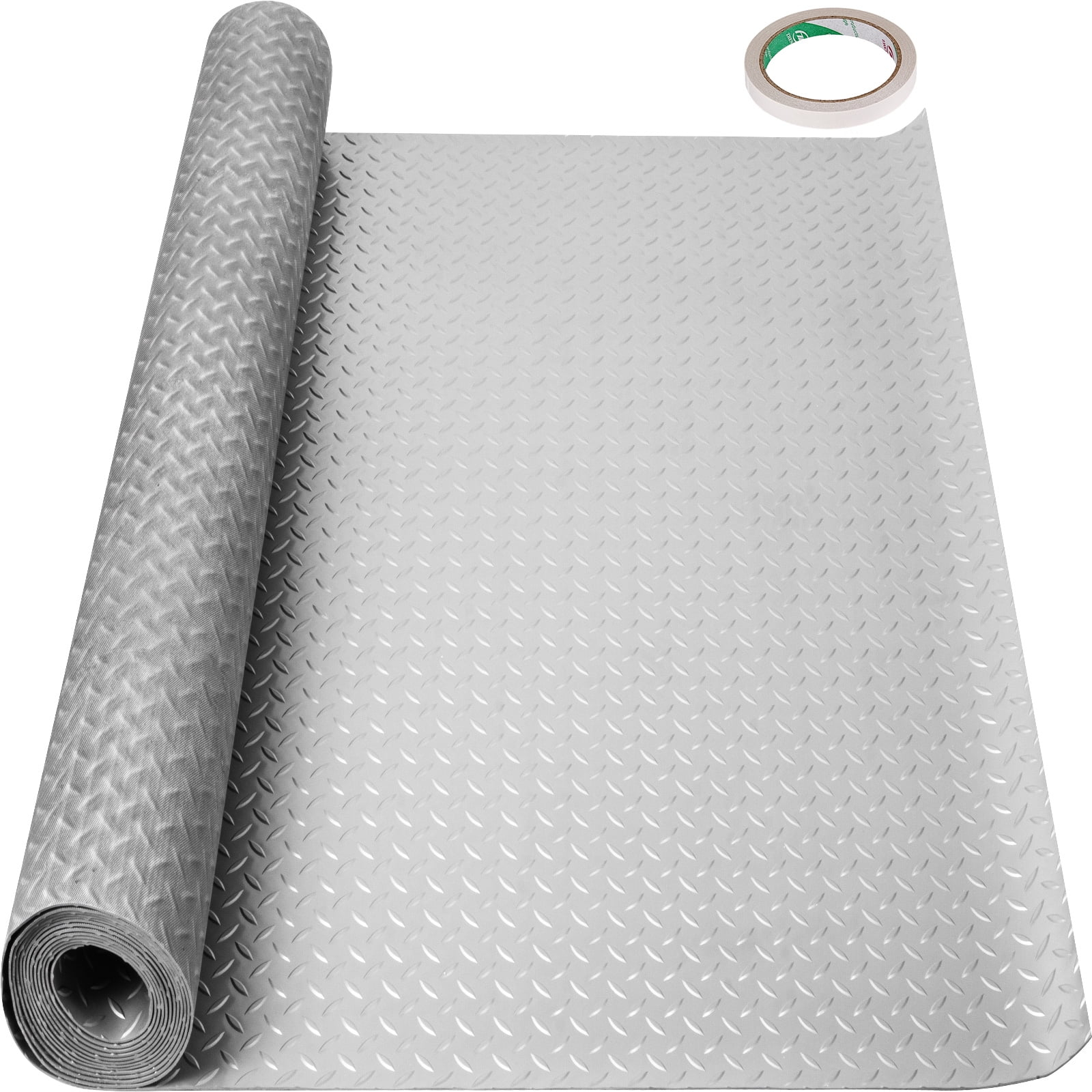 VEVOR 4.9x19ft Garage Floor Mat Garage Flooring Roll Anti-slip Silver Pvc Vinyl