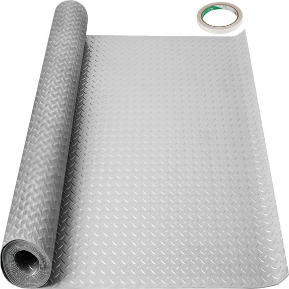 VEVOR 4.9x19ft Garage Floor Mat Garage Flooring Roll Anti-slip Silver Pvc Vinyl