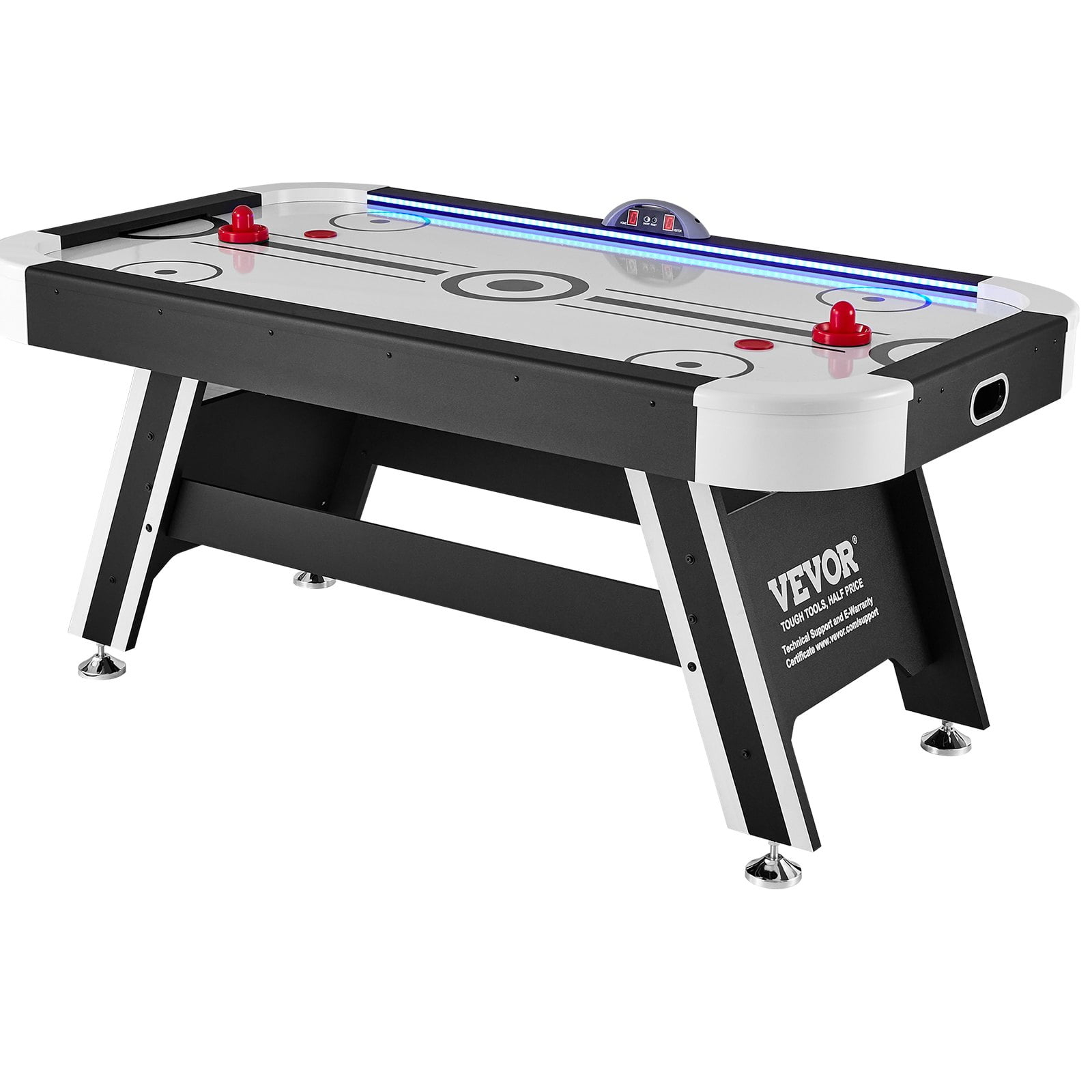 VEVOR 72" Air-Powered Hockey Table, Indoor LED Hockey Game Set with 2 Pucks, 2 Pushers, and Electronic Score System - Ideal for Kids, Adults, and Family Game Rooms