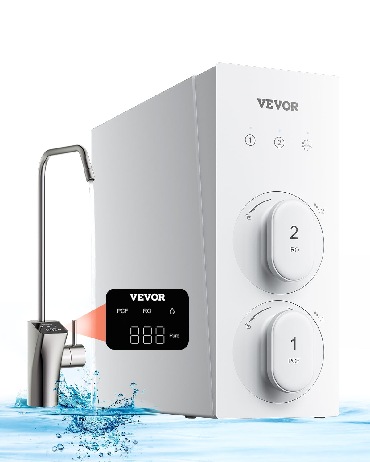 VEVOR Reverse Osmosis System, 800 GPD 8-stage Tankless Reverse Osmosis Water Filter, NSF Certified TDS Reduction, Under Sink Water Filtration System with Smart Display Faucet, 2:1 Pure to Drain Ratio