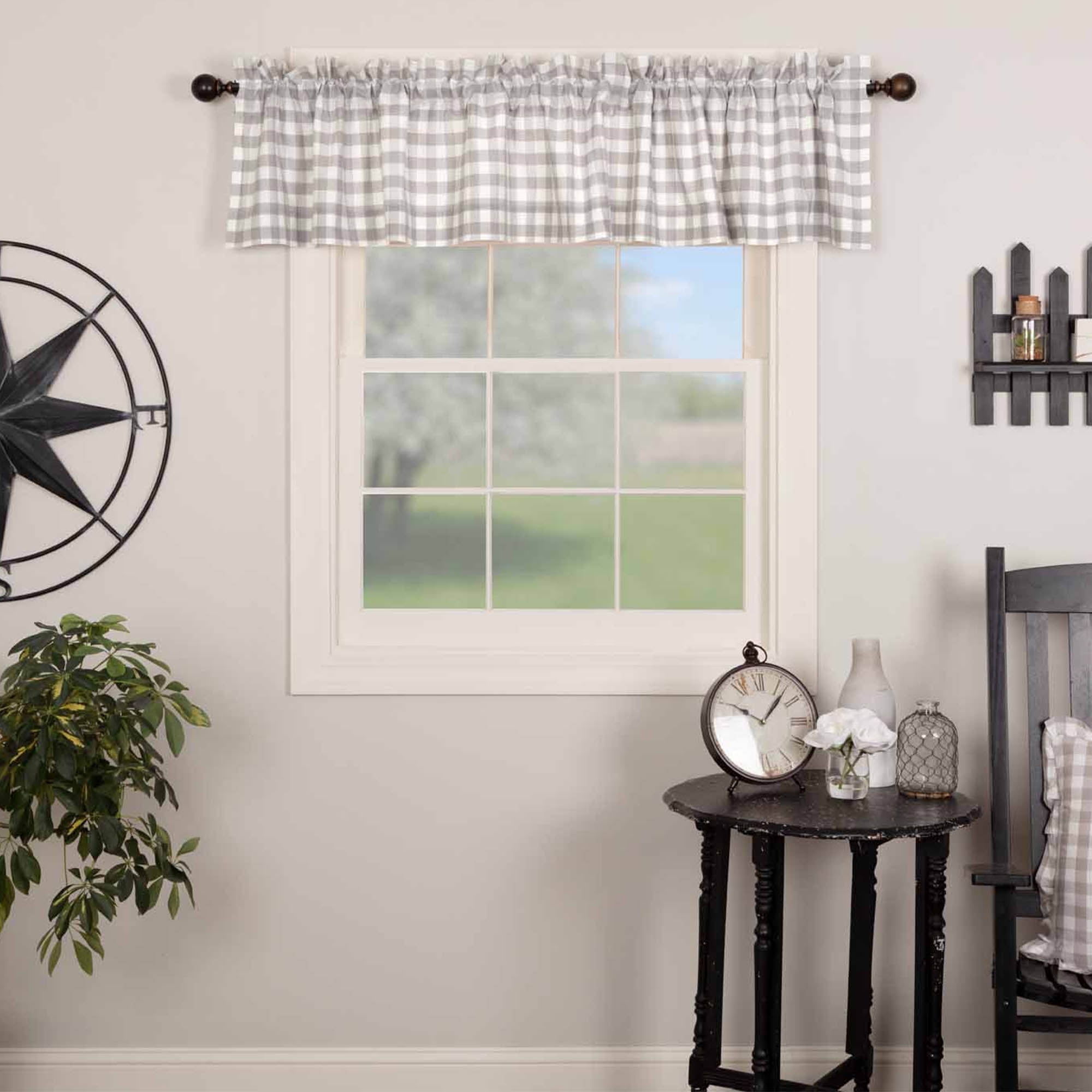 VHC Brands Annie Buffalo Grey Check Valance 16x90