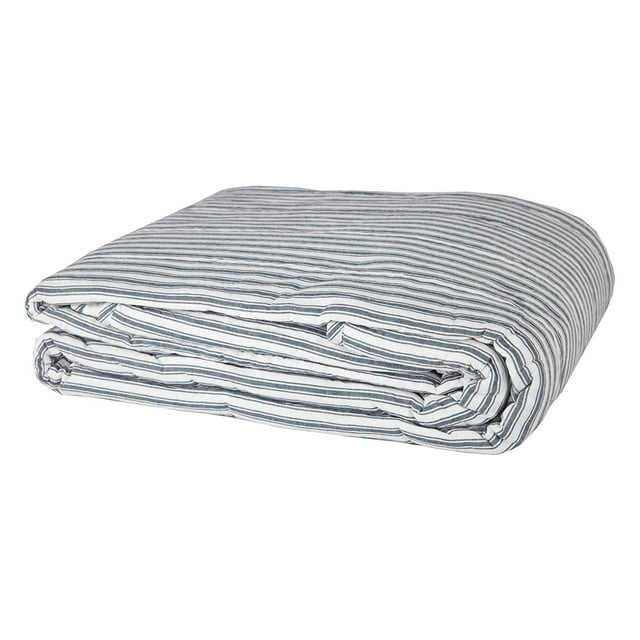 VHC Brands Sawyer Mill Ticking Stripe Cotton Quilt Coverlet, Blue, Twin