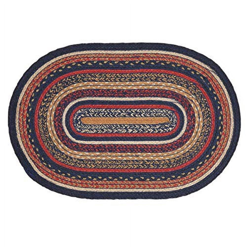 VHC Brands Stratton Jute Oval Rug 20x30 Country Braided Flooring, Navy and Red