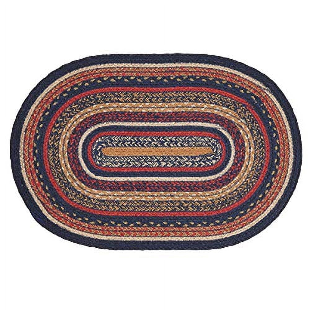 VHC Brands Stratton Jute Oval Rug 20x30 Country Braided Flooring, Navy and Red