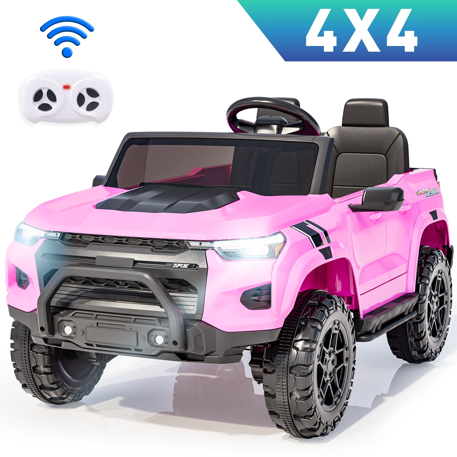 VIBESPARK 24V 2-Seater Ride on Toys, Kids Electric Ride on Cars with Remote Control, 2WD/4WD Switchable Powered Ride on Truck w/ Bluetooth, 3-Point Seat Belts, Spring Suspension, Shovel, 6MPH, Blue