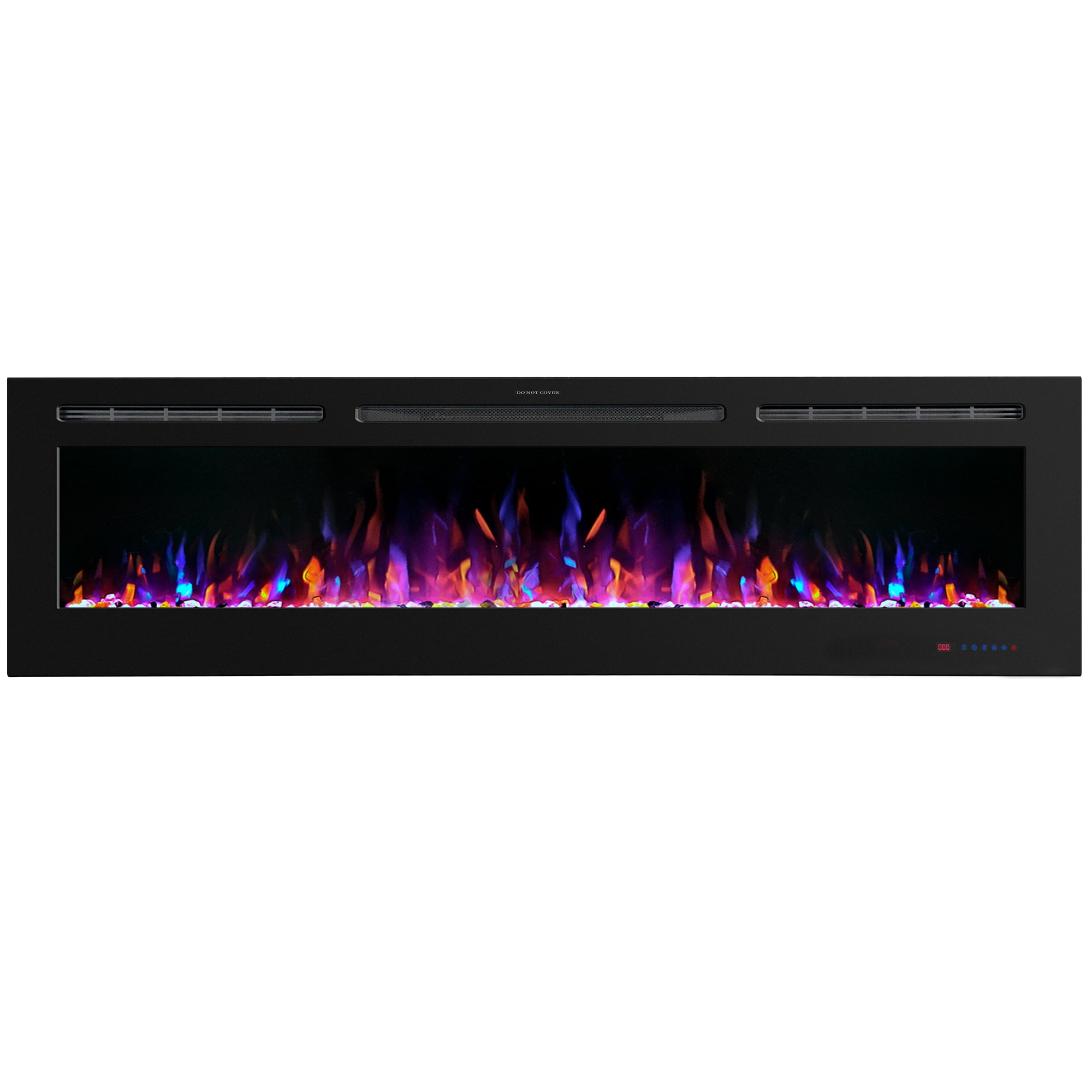 VINEMOUNT Electric Fireplace, 72" Recessed Fireplace Electric with Touch & Remote Control, Realistic Logset, Multiple Flame Colors & 5 Stage Intensity, Timer,750/1500W Heat, Thermosat, Black
