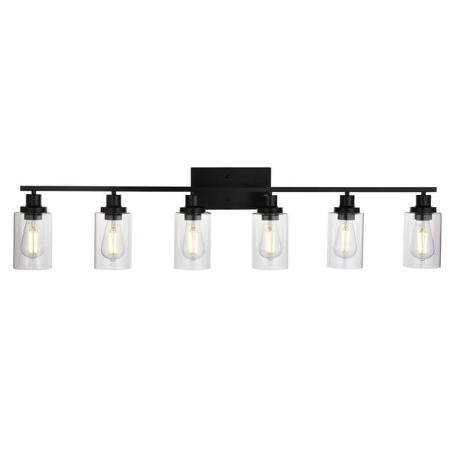 VINLUZ  Modern 6-lights Vanity Lighting Fixture for Bathroom black