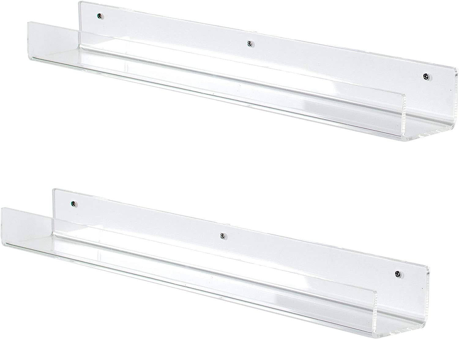 VIVO Dual Acrylic 24" Floating Bookshelves, Clear Wall Display Shelves (2 Pack)