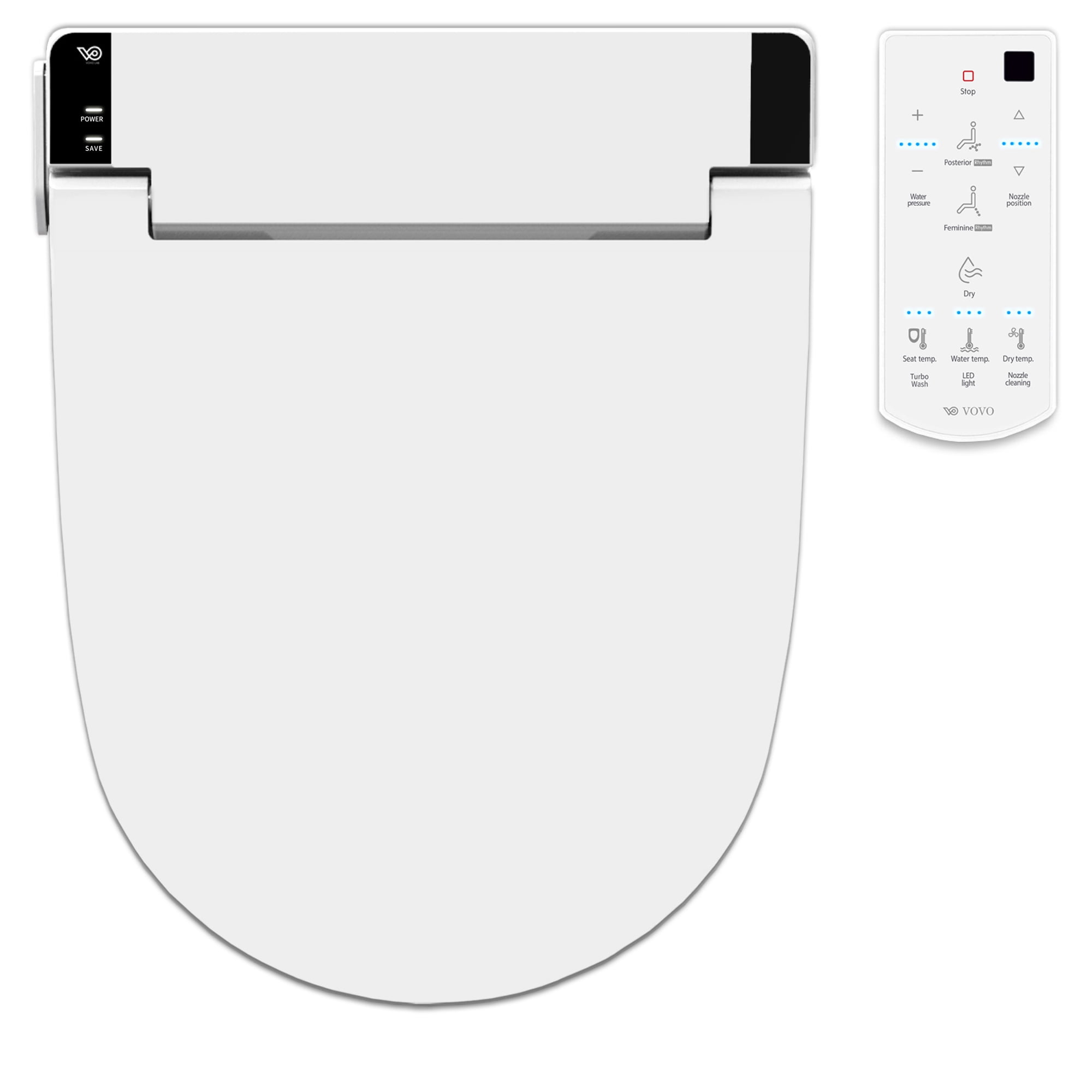 VOVO STYLEMENT VB-6100SR Electronic Bidet, Round, UV LED Sterilization, Heated Seat, Warm Dry and Water, Self Cleaning Full Stainless Nozzle, Made in Korea - White