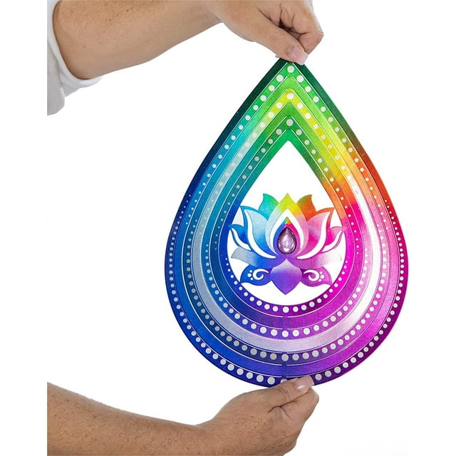 VP Home Lotus Teardrop Kinetic 3D Metal Outdoor Garden Decor Wind