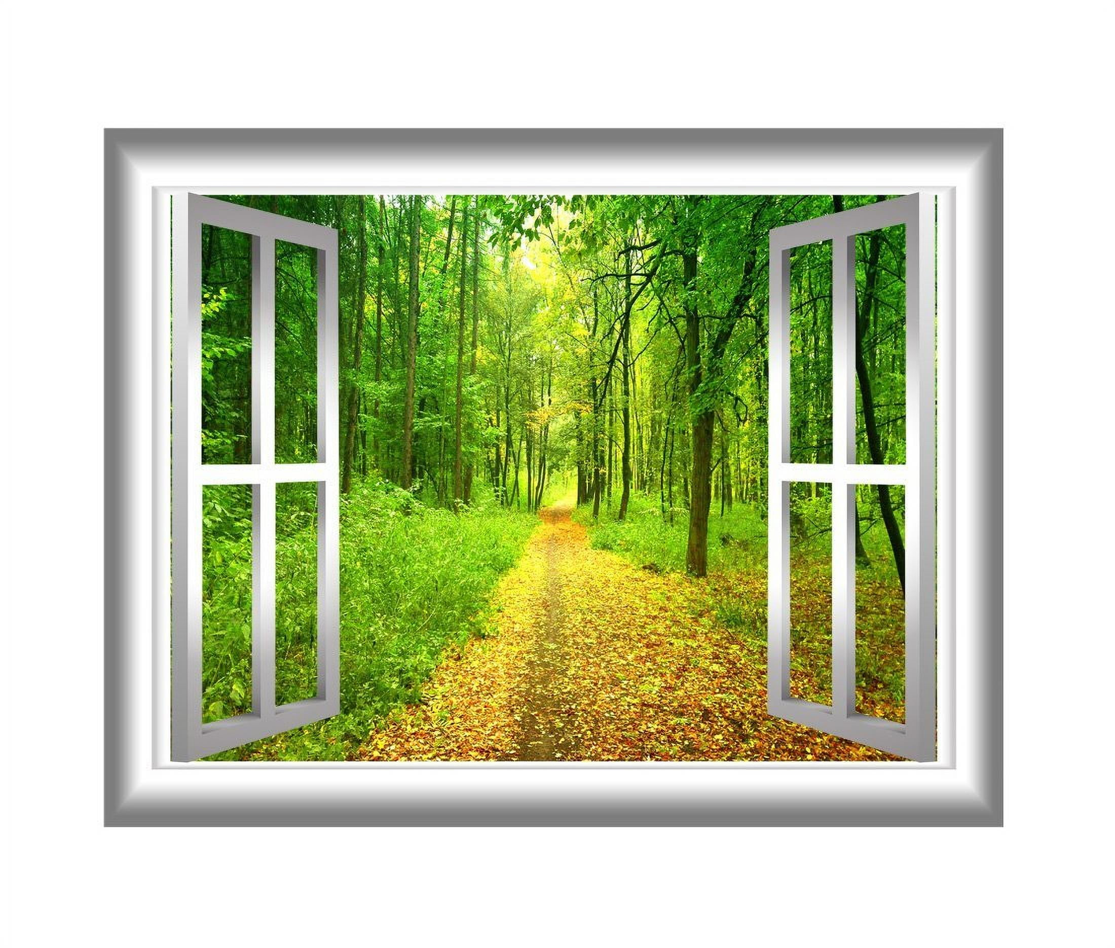 VWAQ 3D Forest Wall Decals Outdoors Wall Decor Peel and Stick Mural VWAQ-NW22 (18"H X 22"W)