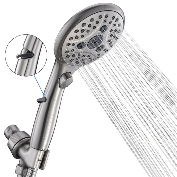 VXV Bathroom Handheld Shower Head with on off Switch, 6 Spray Setting Removable Hand Held Showerheads with 6 FT Stainless steel Hose and Adjustable Angle Bracket(Chrome)