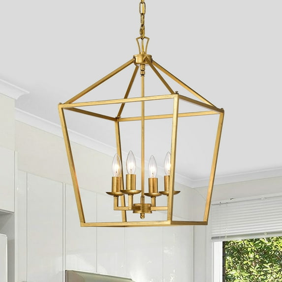 Valentin Gold 4-Light Metal Lantern Chandelier