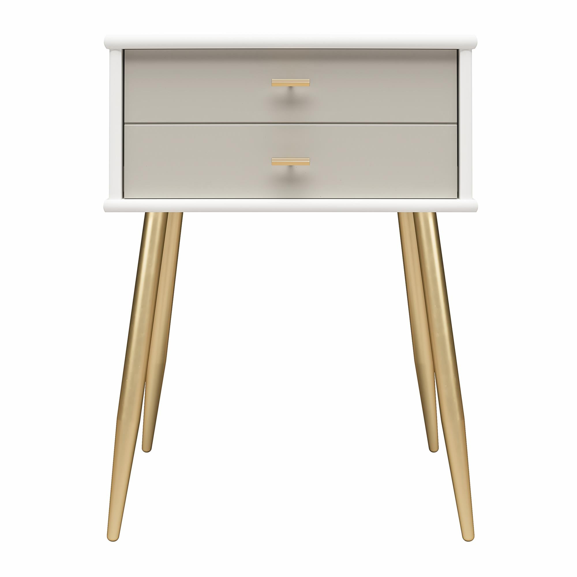 Valentina 1 Drawer Nightstand, White and Taupe