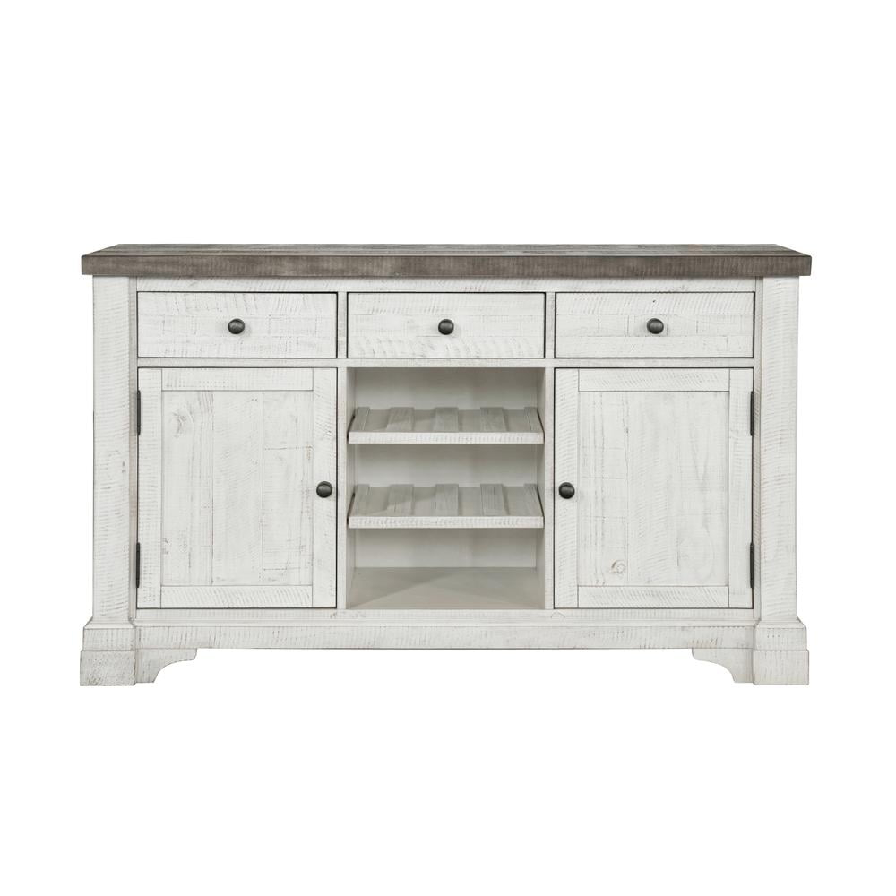Valley Ridge 3 Drawer Server in Distressed White Wood Finish by Samuel Lawrence