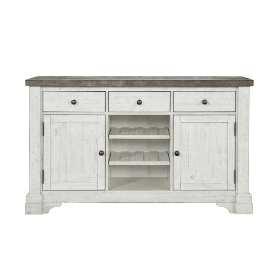 Valley Ridge 3 Drawer Server in Distressed White Wood Finish by Samuel Lawrence