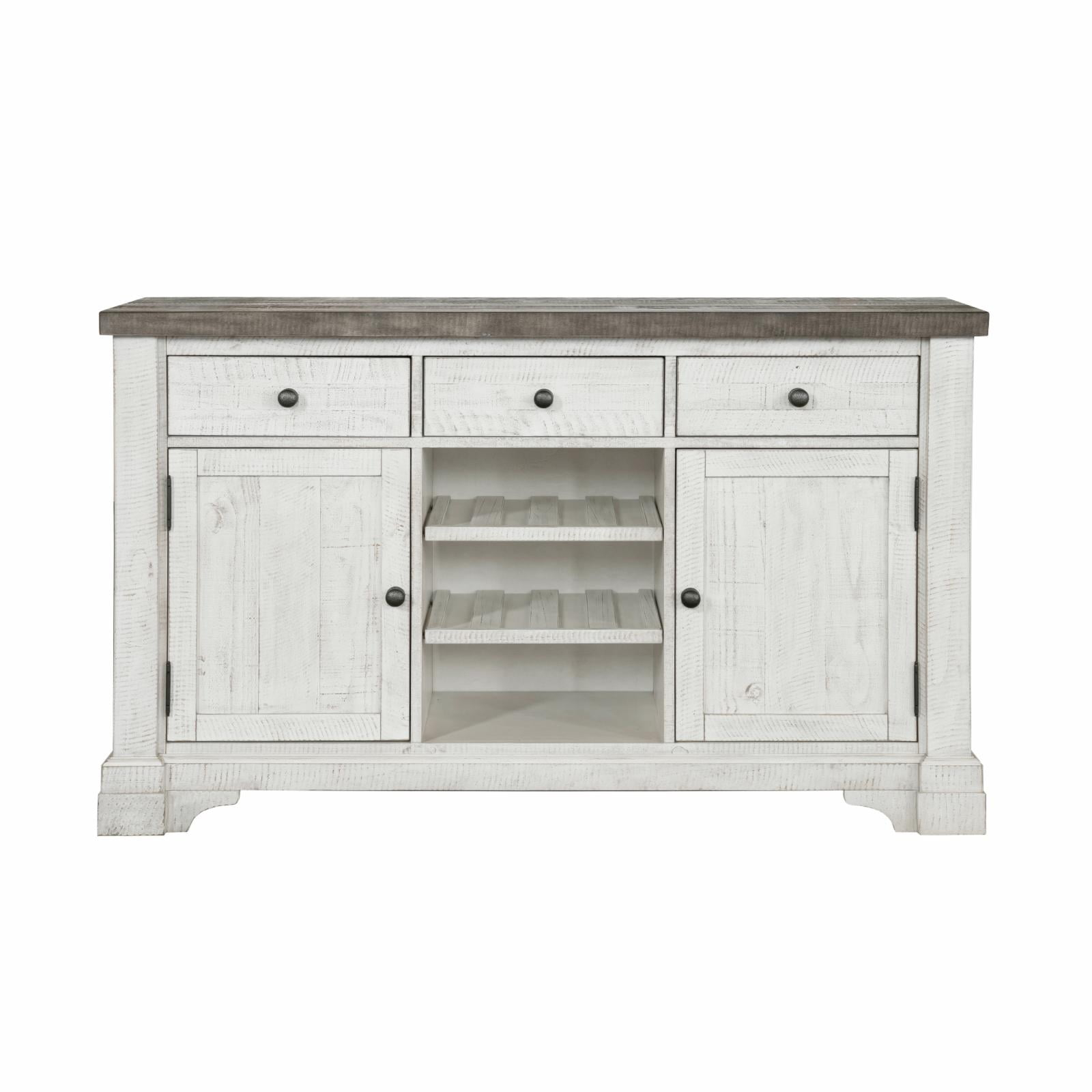 Valley Ridge 3 Drawer Server in Distressed White Wood Finish by Samuel Lawrence