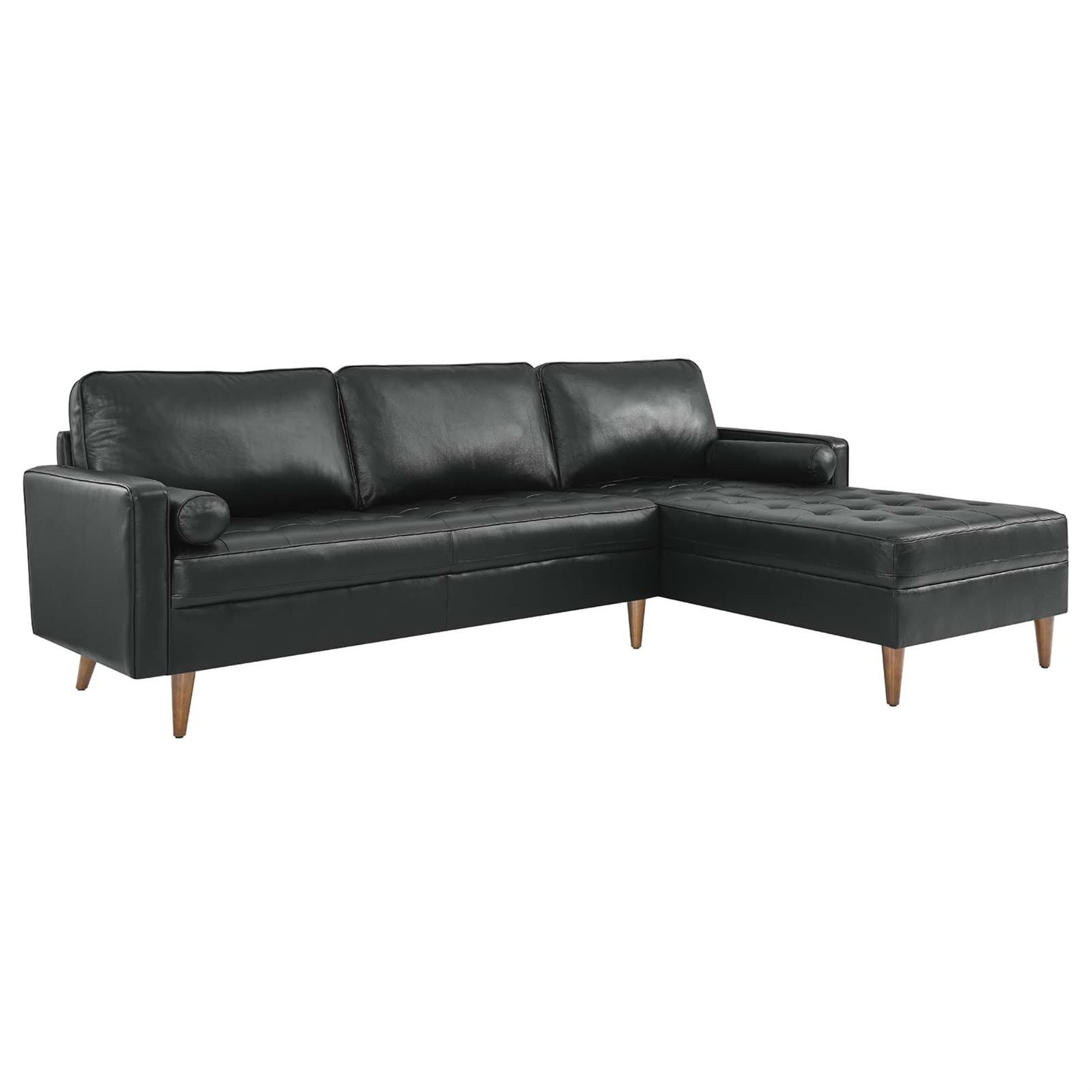 Valour 98" Leather Sectional Sofa Black