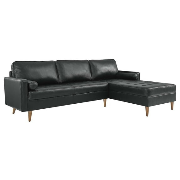 Valour 98" Leather Sectional Sofa Black
