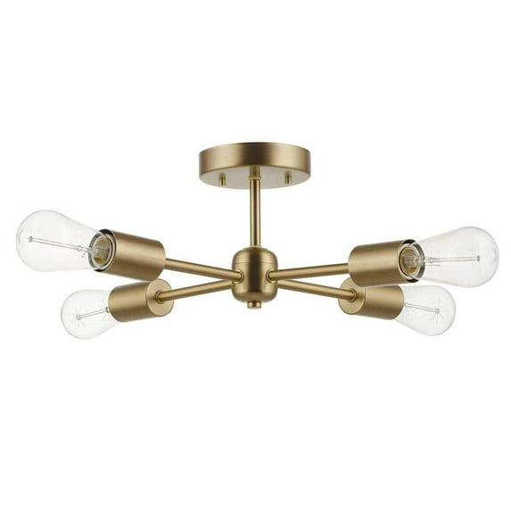 Globe Electric 17" 4 Brass Living Room Flush Mount Lights with Globe Glass
