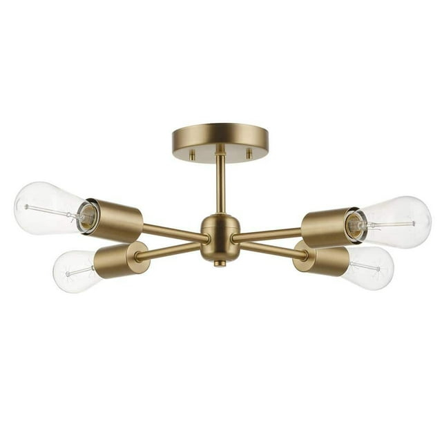 Globe Electric 17" 4 Brass Living Room Flush Mount Lights with Globe Glass