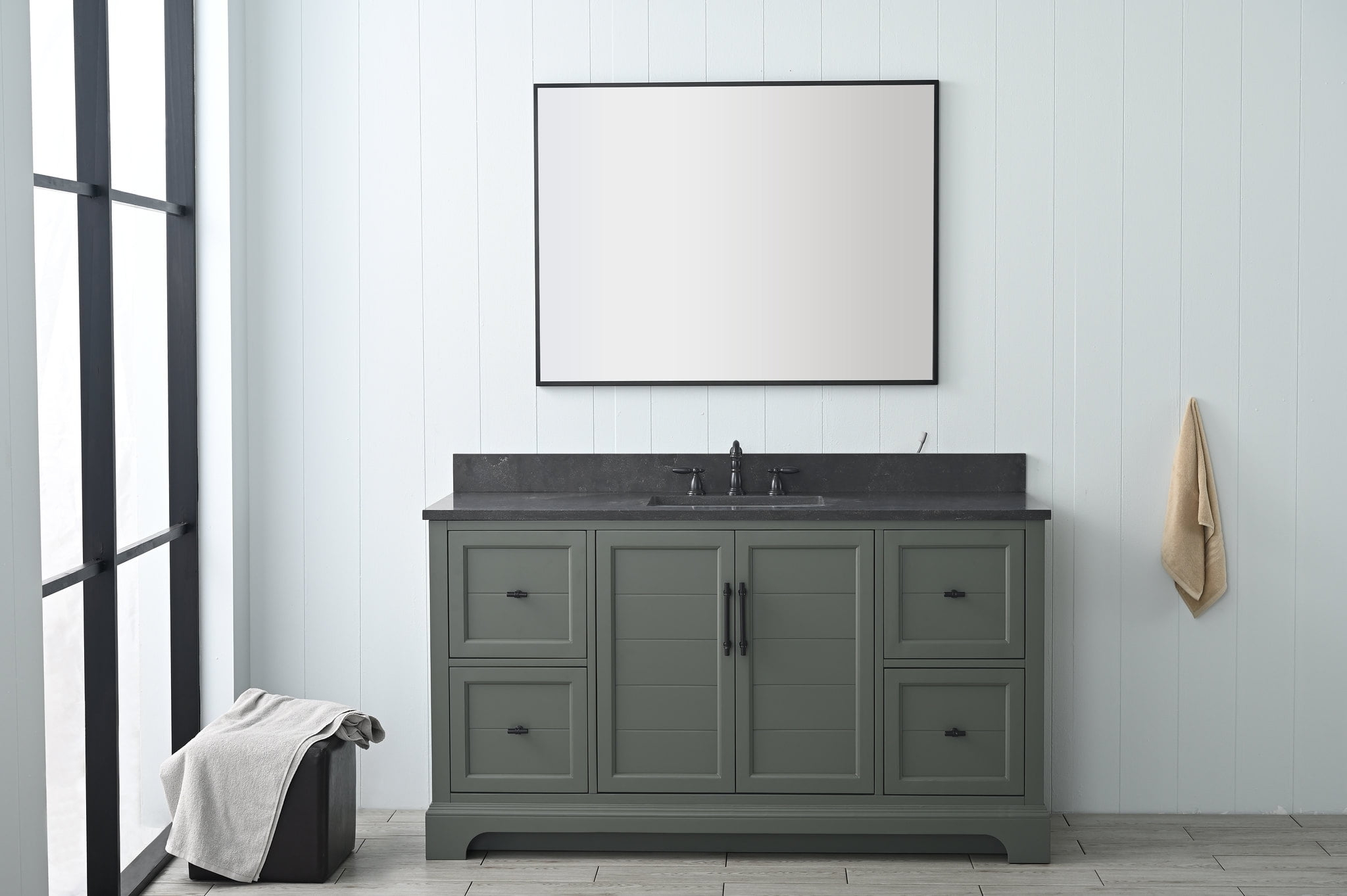 Vanity Art 60 Inch Single Sink Bathroom Vanity with Sink & Top