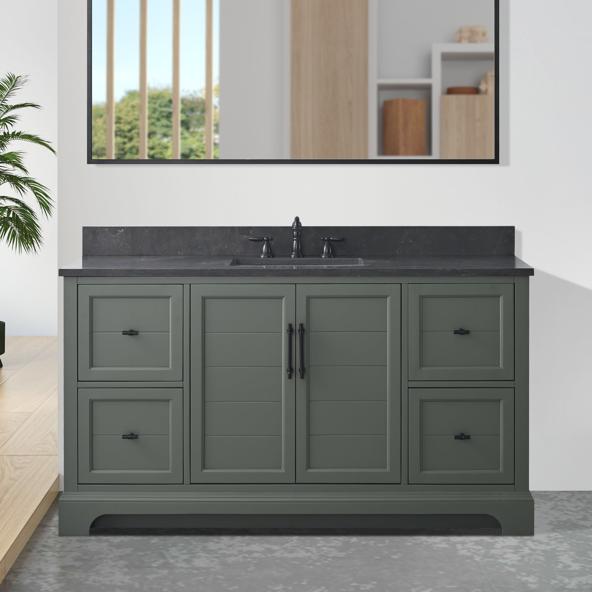 Vanity Art 60 Inch Single Sink Bathroom Vanity with Sink & Top