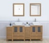 Vanity Art 72" Double Sink Freestanding Bathroom Vanity Set with Engineered Marble Top and Mirror