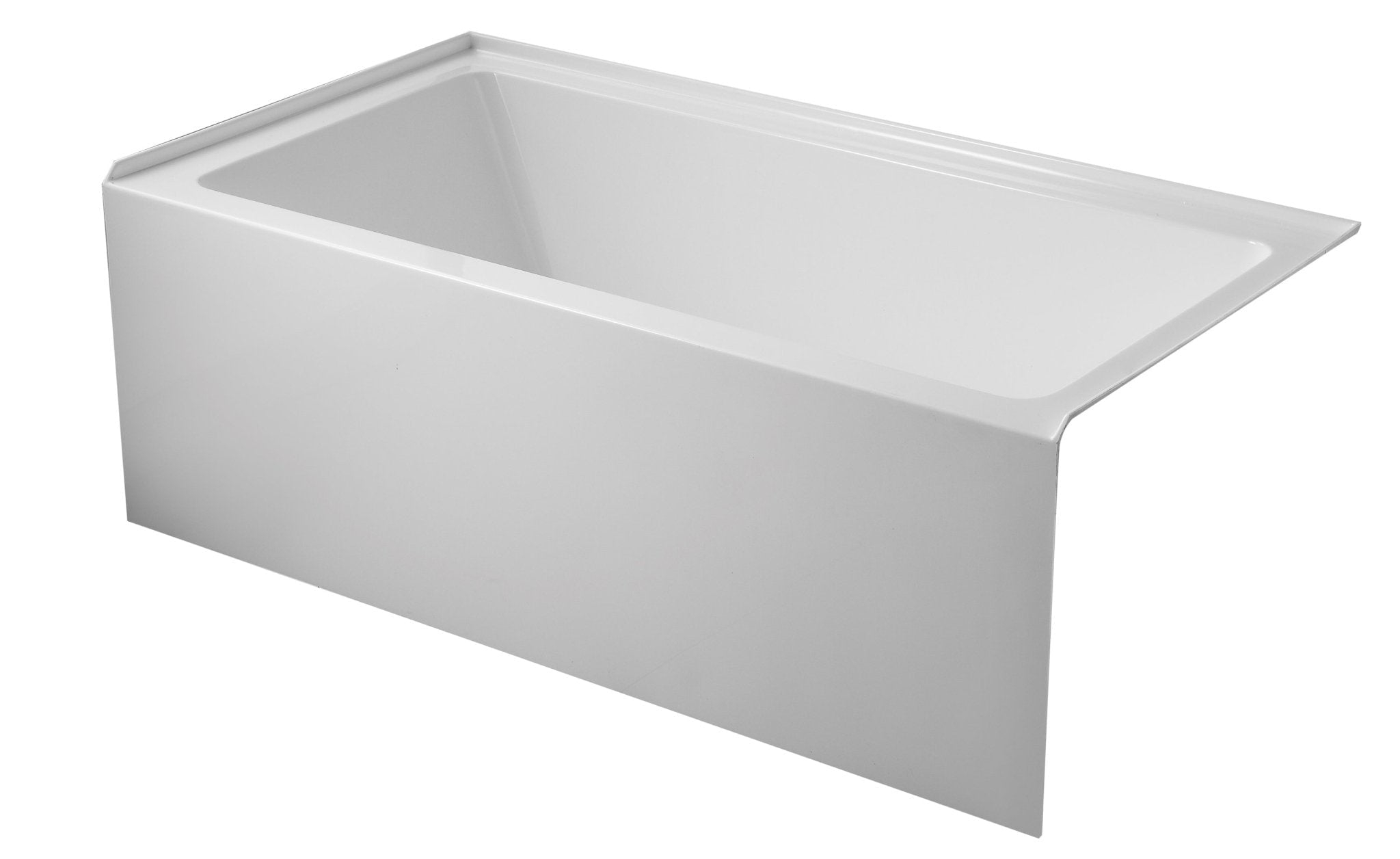 Vanity Art Acrylic Alcove Bathtub with 3 Side Tiling Flange, 54 x 32 inches Slip Resistant Surface 121-Degree Backrest Shower Tub, Reinforced Fiberglass Right Drain Soaking Tub