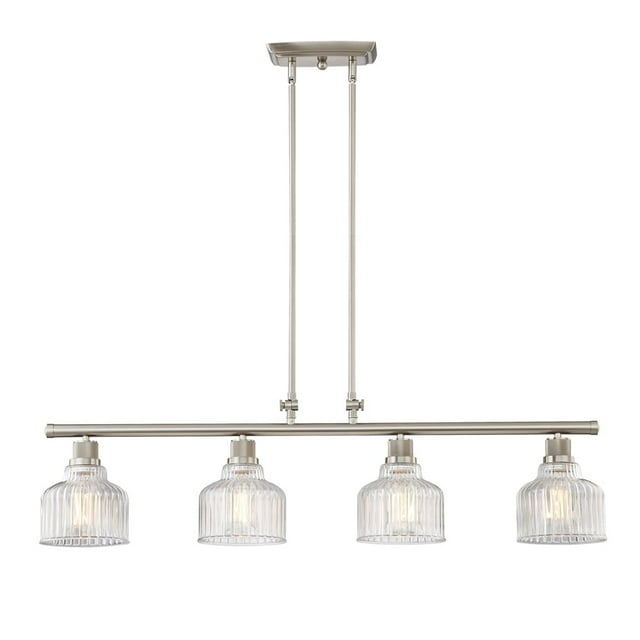 Vanity Art Modern 4-Lights Kitchen Island Pendant Lighting in Satin Nickel with Clear Glass Shade Farmhouse Hanging Lamp Linear Ceiling Light Fixture IL209-4SN-CL