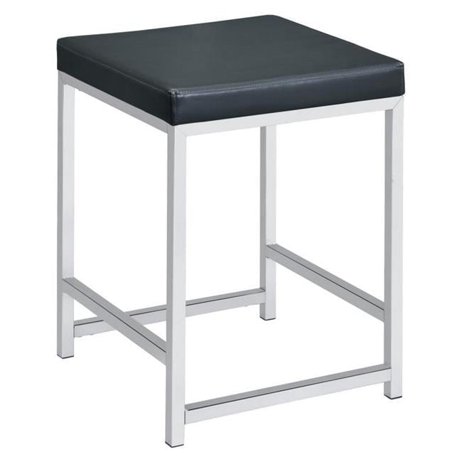 Vanity Stool with Leatherette Seat & Tubular Frame, Black