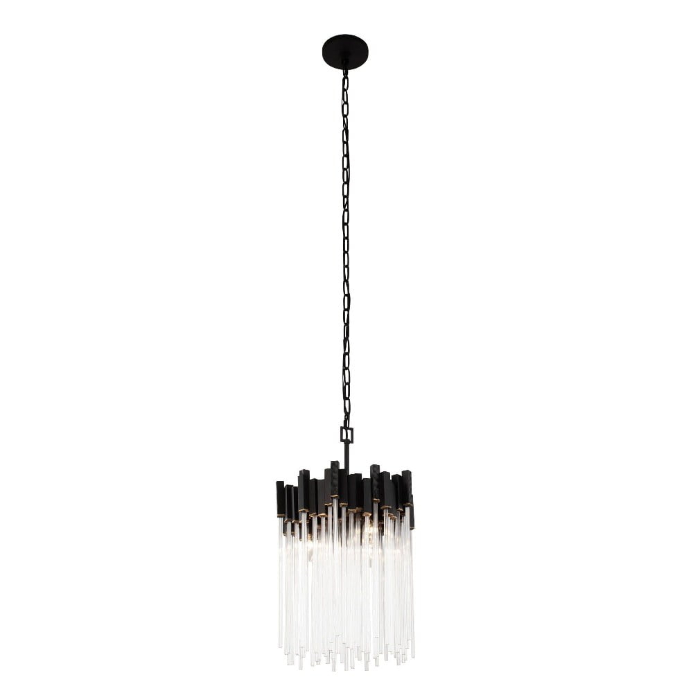 Varaluz Matrix 3-Lt Pendant - Matte Black/French Gold