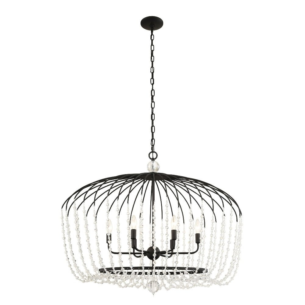 Varaluz Voliere 6-Lt Crystal Oval Pendant - Matte Black