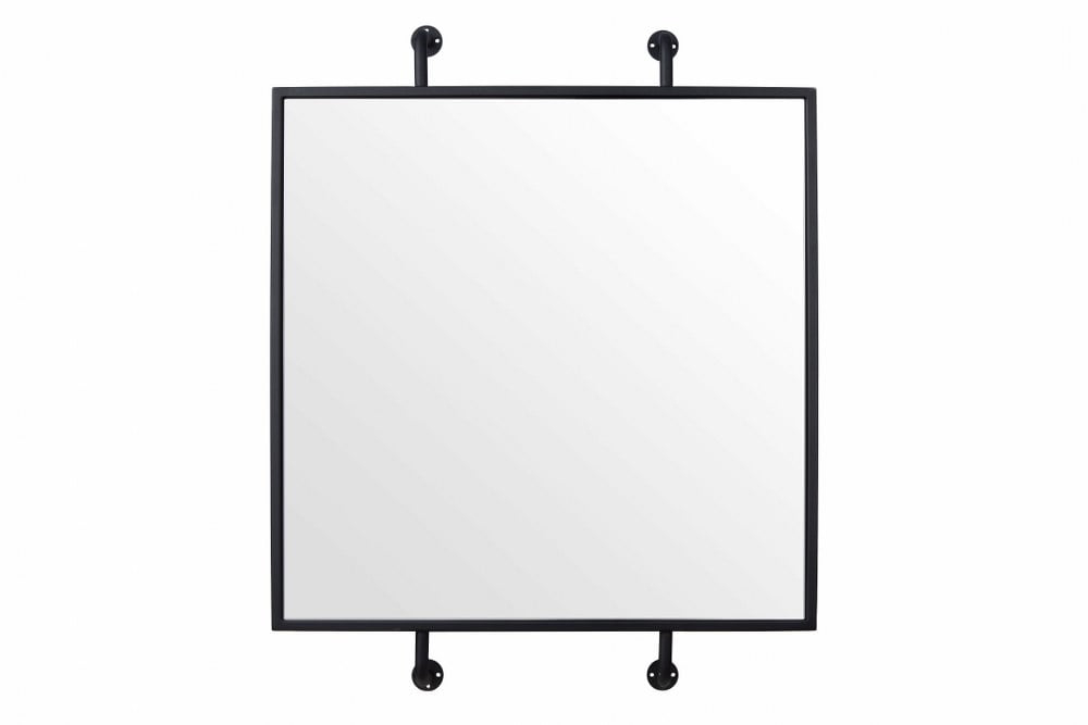 Varaluz Tycho 32x26 Pipe Mounted Wall Mirror - Black