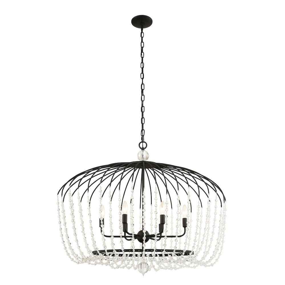 Varaluz Voliere 6-Lt Crystal Oval Pendant - Matte Black