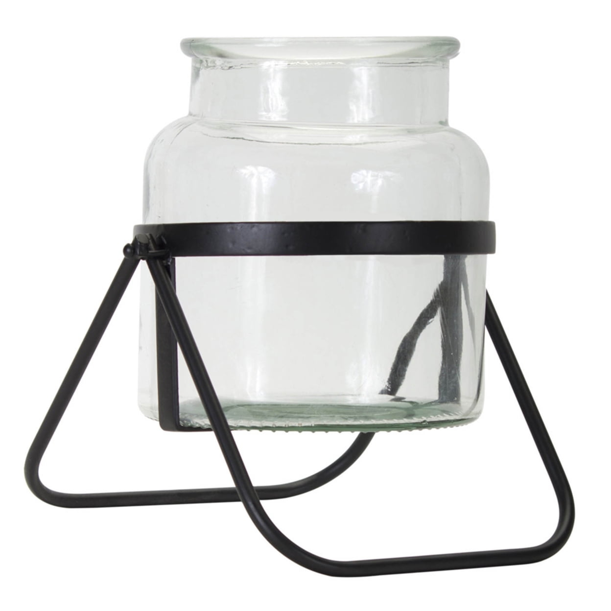 Vase In Stand (Set Of 2) 9"H Metal, Glass