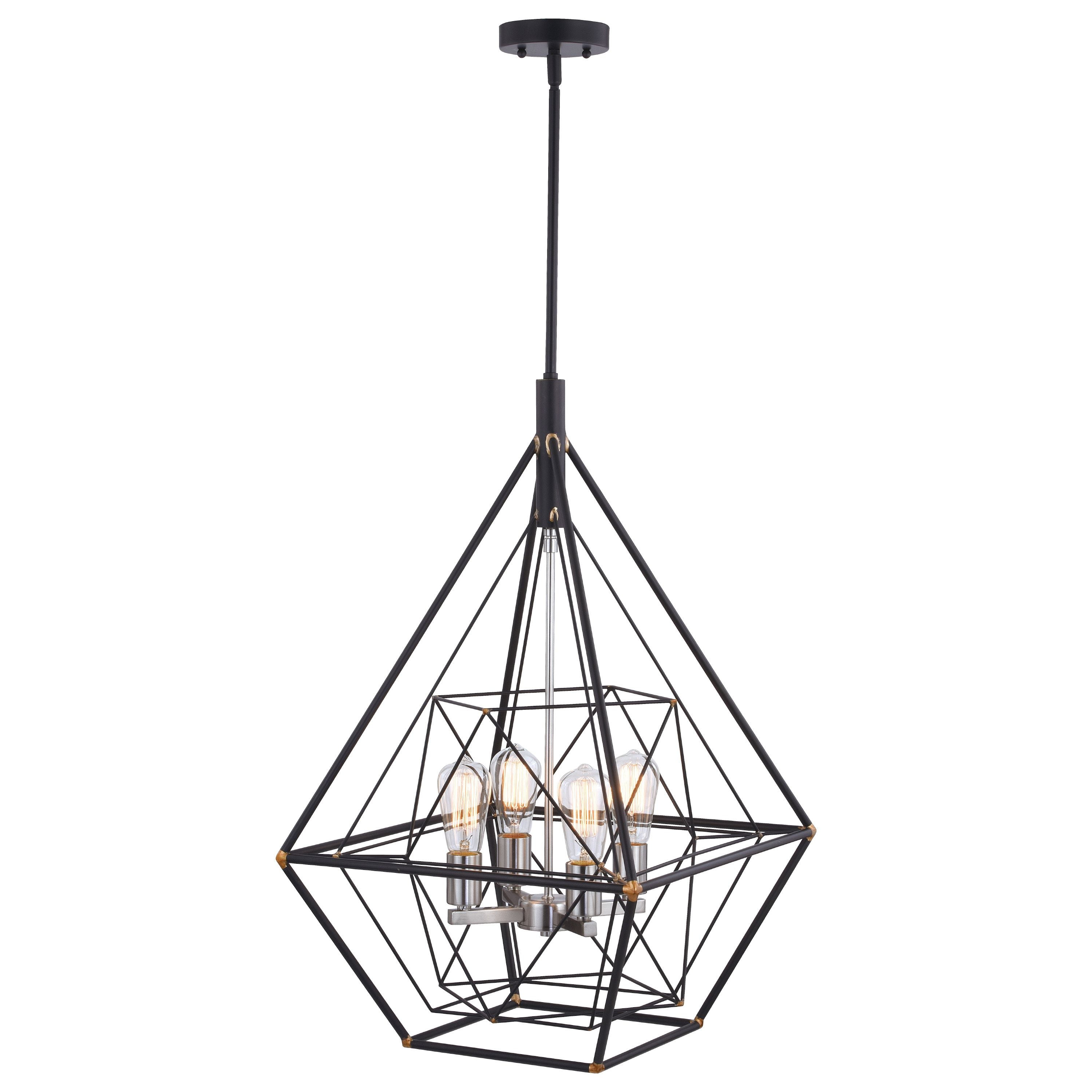 Bartlett 4L Bronze and Nickel Geometric Industrial Pendant Cage Light